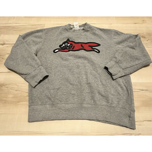 BBC Large Sweatshirt Ice Cream Spell Out Running Dog Crewneck Long Sleeve Gray